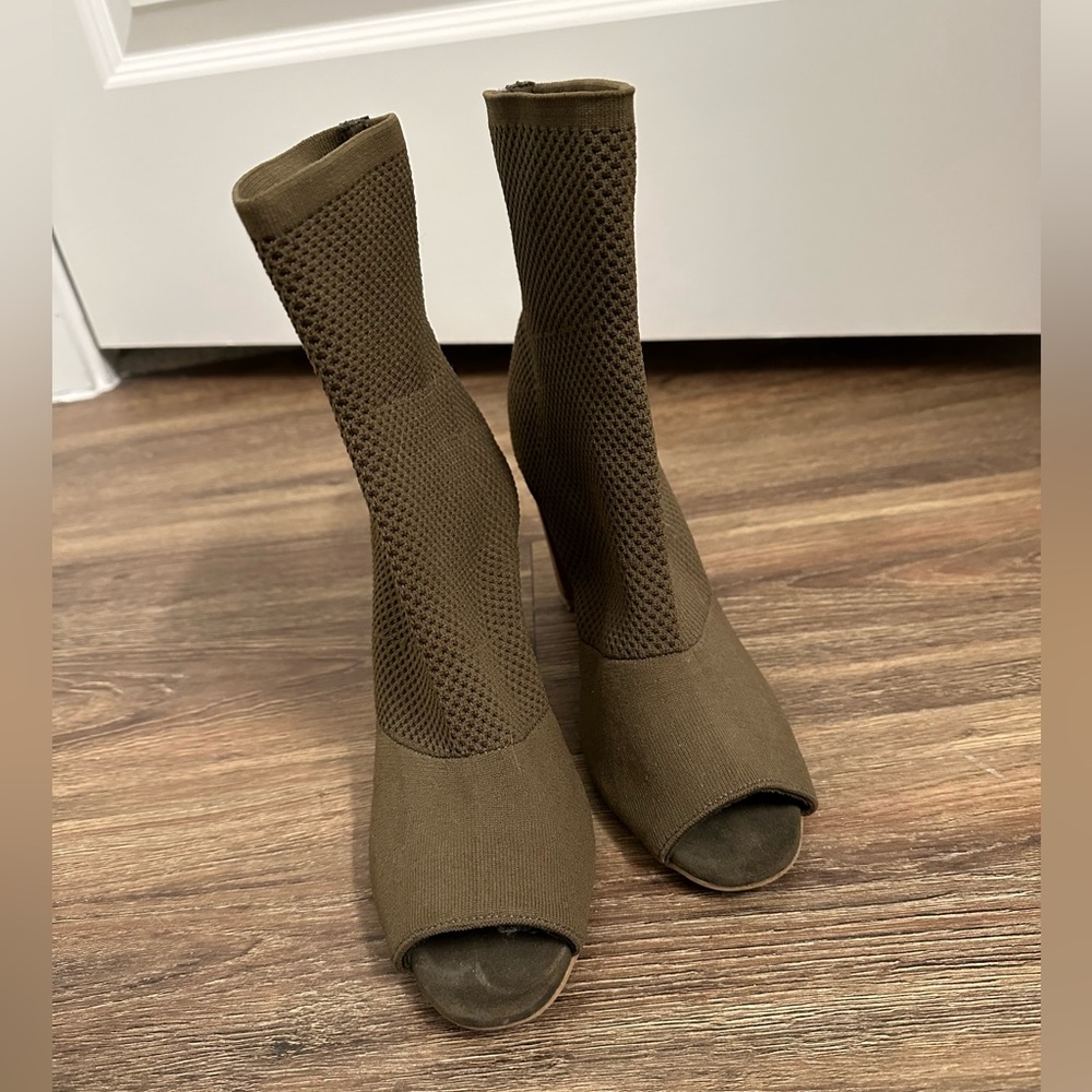 Army Green Mesh Booties